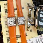 Cartier Solo Tank Quartz Watch - SS Orange Leather Band